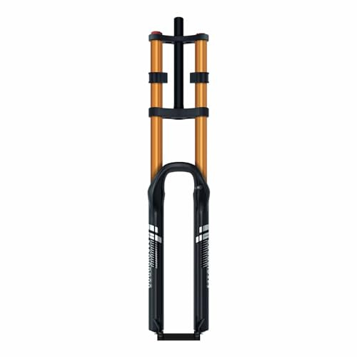 BSFHQS Mountain Bike Suspension Fork 26 27.5 29inch 1-1/8 Straight Air Fork Travel 180mm Double Crown Downhill Fork 9 * 100mm QR Disc Brake Front Fork Manual(Gold,26in)