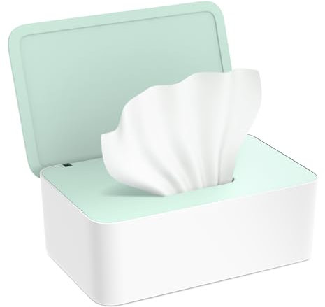 Kolamom Scatola Dispenser per Salviette, Scatola Salviettine per Bambini, Scatole di Carta Igienica Bagnata con Coperchio per Esterni, Casa, Ufficio - Verde