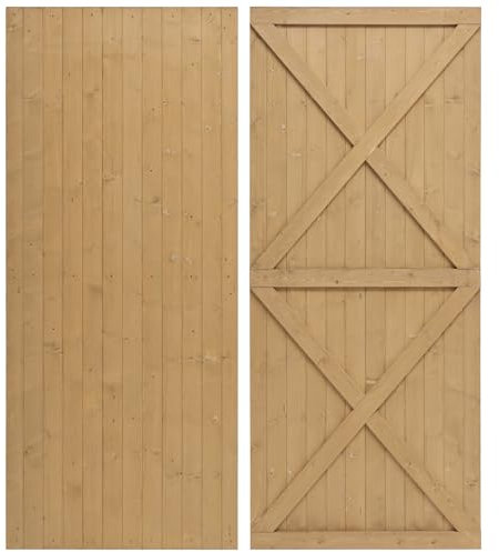 DKIEI Wooden Garden Gate, 183x85 cm Wooden Gate for Garden, 2.5cm Thickness Fully Framed Wood Door with Latch and 3 Hinges for Pathway Garden Entrance, Farm House, Pasture