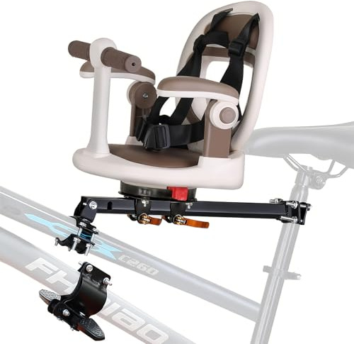 auvstar Asientos De Bicicleta Montados Delanteros para Niños,Asiento Infantil para Bicicleta De Montaña,Infantil Delantero Plegable (Beige+Marrón)