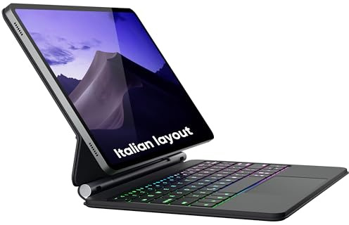 doqo Tangentbordsfodral för Samsung Galaxy Tab S10 FE/S9/S9 FE/S8/S7 11 tum - Magnetiskt fodral med tangentbord och pekplatta, trådlös, bakgrundsbelysning, flytande skjutreglage (svart)