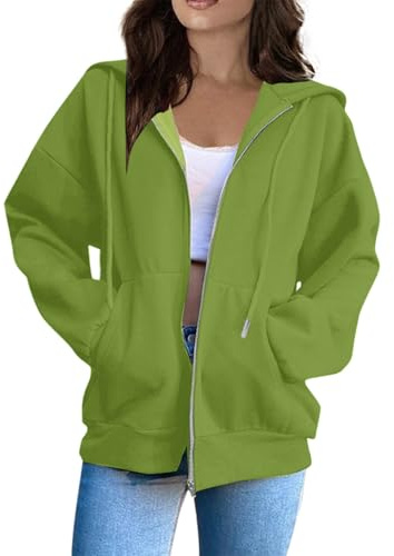 TOFOTL Stivali di Gomma Giaca Eleganti Riscaldata Felpa Donna Pile Maglioni da Stilo Top da Taglie Forti Maglie di Natale Giacca Allattamento Felpa Cotone Donna con Zip 06-Verde XL