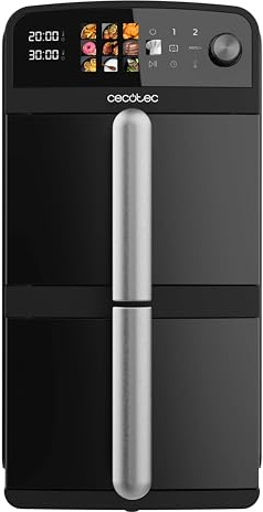 Cecotec Friggitrice ad Aria 10L Cecofry DuoLevel 10000. 2400W, 2 Cestelli Sovrapposti da 5L, Sync, 10 Menù e Pannello Touch, Cucina Fino a 4 Piatti alla Volta in Modo Rapido e Risparmia Molto Spazio