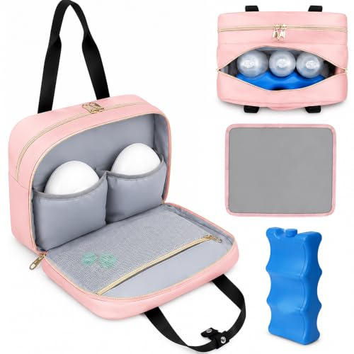 Wearable Breast Pump Bag, Breast Pump Storage Bag with Cooler Compartment, Breast Pump Bag with Ice Pack & Shoulder Strap, Portable Pump Carrying Case for Hand-Free Breast Pumps, Pump Parts