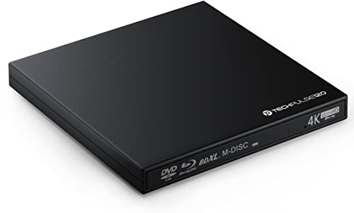 techPulse120 Externes UHD 4k 3D M-Disc BDXL USB 3.0 USB-C Laufwerk Blu-ray Brenner Burner Superdrive Slim BD DVD CD Ultra für Computer Notebook Ultrabook Windows Mac OS Apple iMAC Kunststoff Schwarz