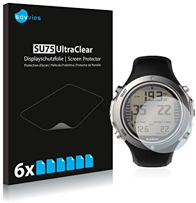 Savvies 6 Stück Schutzfolie für Suunto D6I Novo Displayschutz-Folie Ultra-Transparent