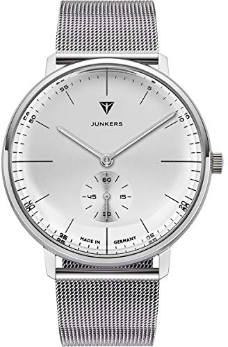 Junkers Bauhaus 40mm Analog Quarz Herrenuhr Edelstahlarmband weiß 9.09.01.04.M