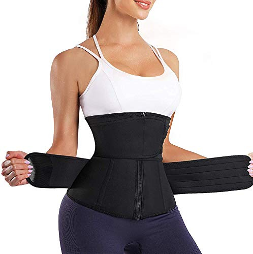 Gotoly Waist Trainer Trimmer for Women Weight Loss Sauna Sweat Workout Corset Tummy Control Cincher Belt Body Shaper (Black, X-Large)