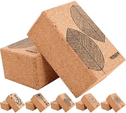 RDX Yoga Cork Block Set, High Density Eva Schaumstoff Rutschfester Blöcke, Leichtes Yogaklotz für Körperbalance Kraftflexibilität Pilates Fitness Unterstützung Heim-Fitnessgeräte 22.5 x14.5x10.2CM
