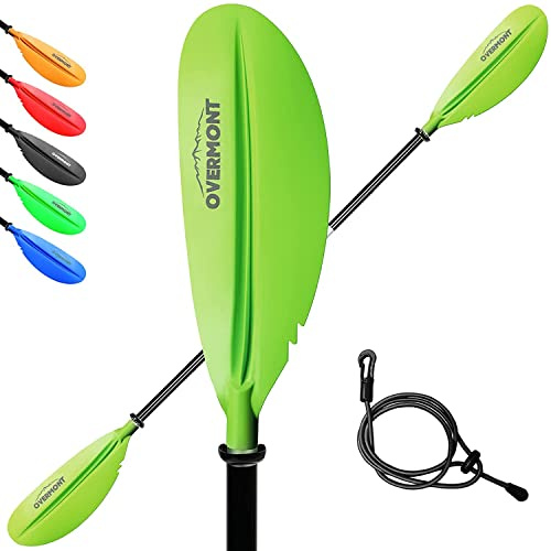 OVERMONT Remos Aluminio de Doble Longitud Total 222 cm Convertibles en uno para Sup Kayak Piragua Canoa Barco Color Negro/Rojo/Naranja
