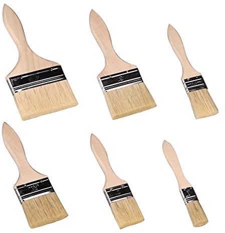 Pennellessa,Pennelli per Legno,6 Pezzi Pennello Cinghiale,Manici in Legno Pennelli Professionali con Manico per Pittura Trucioli,Pennelli Setole Pennello Piatto da Parete