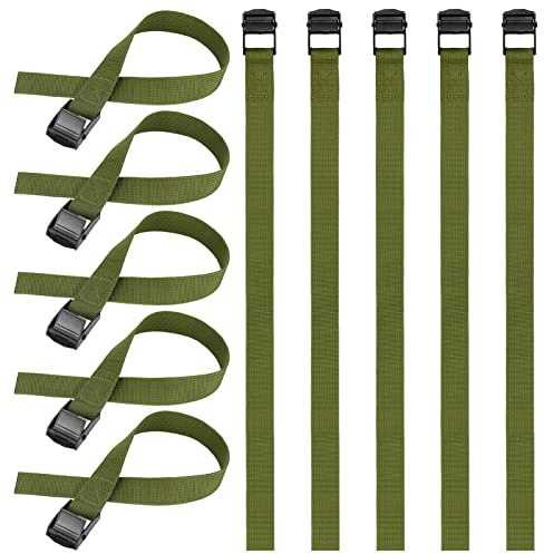 Hejo 10PCS Short Ratchet Straps, 65x2.5cm Green Ratchet Tie Down Straps with Cam Buckle, Heavy Duty Tensioning Belts Adjustable Lashing Strap for Motorcycles, Bikes, Luggage