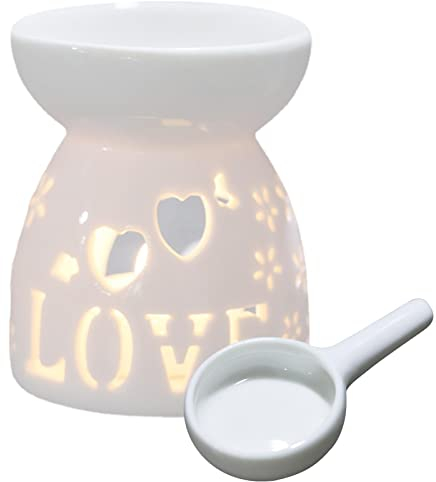 Duftlampe Keramik Weiß, Duftlicht Keramik mit Kerzenhalter Teelichthalter, Ätherisches Öl Brenner, Aromalampe für ätherische öle Teelicht, Aromabrenner für Duftöl Duftwachs, Zuhause Schlafzimmer