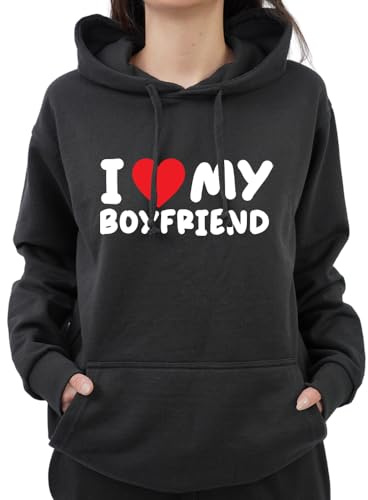gi Graphic Impact Sweat à capuche personnalisé avec inscription « I Love My Boyfriend », Noir , S