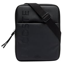 Lacoste Men's L.12.12 Branded Zippered Small Flat Bag, Black, One Size