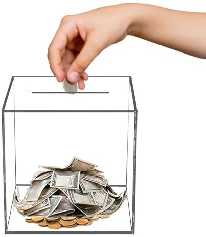 Tirelire en acrylique transparent qui ne s'ouvre pas - Tirelire cochon à casser - Tirelire carrée transparente qui ne s'ouvre pas - Boîte de rechange pour monnaie