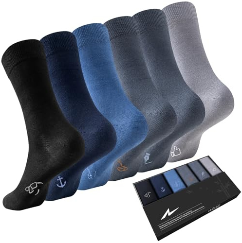 Niorasen Calcetines para hombre y mujer, 6 pares de calcetines de negocios con caja de regalo, calcetines de bambú transpirables, medias para hombre para el día a día y el ocio, regalos para hombres