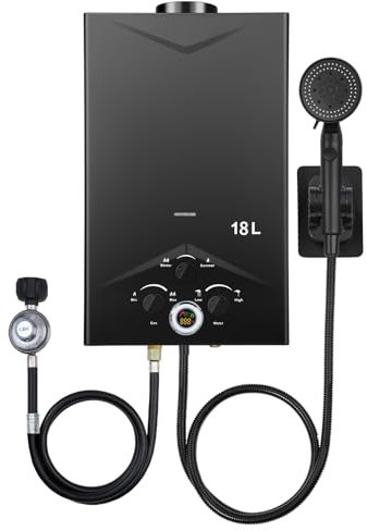 forimo Scaldabagno senza serbatoio 4.74GPM 18L Outdoor Portable Gas Riscaldatore di acqua calda a propano istantaneo Riscaldatore di acqua multi-protezione per viaggi in campeggio cabine in barca