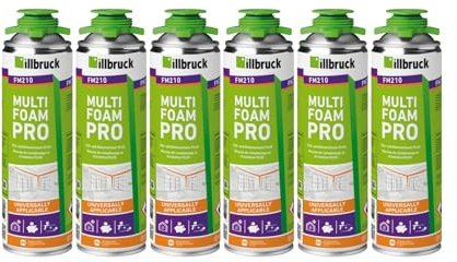 FM210 Lot de 6 mousses de montage pour fenêtres et façades - Haute isolation phonique et thermique - 750 ml - Sans nettoyant/sans pistolet à mousse