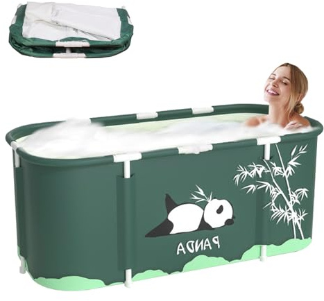 Sinbide hopfällbart badkar vuxen vikbart badkar, bärbart och avtagbart badkar, perfekt för spa badkar många stilar 115 x 60 x 55 cm (L x B x H) (grön)