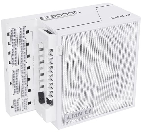 Lian Li EDGE Gold 1000W Vitt Modulärt ATX 3.1 Nätaggregat | 80 PLUS Gold, PCIe 5.1, 12V-2X6, L-format, USB/PWM-hubb, fullt modulärt, för dual-chamber chassin
