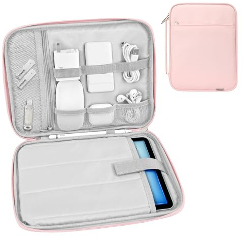 Dadanism 9-11 Tablette Housse Pochette Matelassée de Voyage pour iPad (A16) 11, iPad Air M4 M3/Pro M5 M4 11, iPad 10é Gén 10,9, iPad 9/8/7é Gén 10,2, Galaxy Tab A11+/A9+ 11, Tab M11 11, Rose