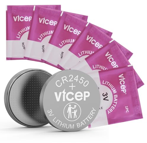 ViCep Paquete de 6 Pilas CR2450 Pila Boton CR 2450 de Litio 3V para llaveros de Coche, Relojes, mandos a Distancia, detectores de Movimiento y más. Envasadas Individualmente