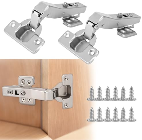 HBL' 2 Pack 45° Corner Cabinet Hinges, 45 Degree Angled Hinge Replacement for Diagonal Wall Cabinets, 35MM European Soft Close Hinges for Frameless Doors