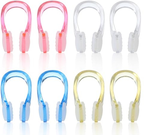 guduling Lot de 8 bouchons de nez pour natation, pince-nez de natation, pince-nez pour adulte en silicone pour amateur ou débutant, multicolore