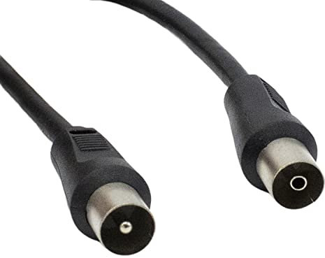 CABLEPELADO Câble Antenne TV Mâle Femelle Droit | Coaxial | Compatible Décodeur, Prises TV | 75 Ohm | Noir | 5 Mètres