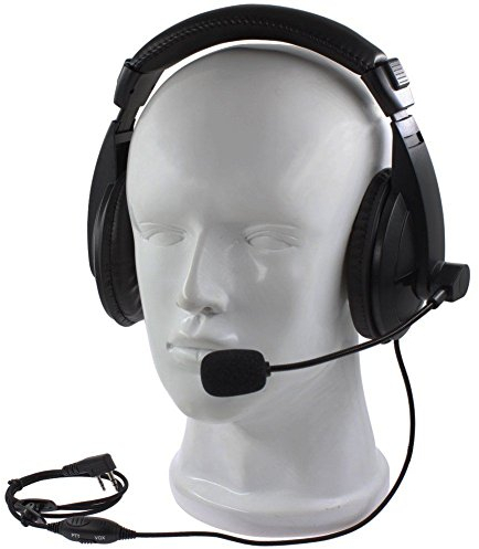 Buwico 2 Pin Noise Cancelling Overhead Earpiece Headset for Kenwood Puxing Wouxun Baofeng UV5R UV82 UV5R UV-5RA HYT 888S H-777 TK-208 TK-220 Walkie Talkie