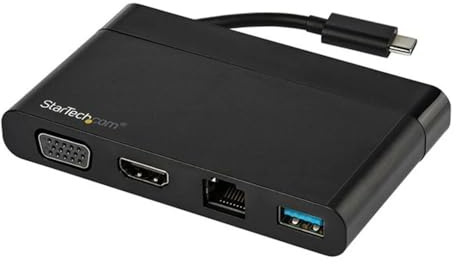 StarTech.com USB C Multiport Adapter with HDMI, VGA, Gigabit Ethernet & USB 3.0 - USB C to 4K HDMI or 1080p VGA Display Mini Dock Hub - USB-C Travel Docking Station for USB-C Laptops (DKT30CHVCM)