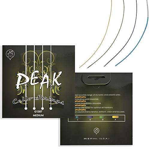 MI&VI PEAK Classic Cello Strings — 1/4 Scale Full Set (A-D-G-C) | Student Best Choice | German Steel Rope Core | Ball-Ends | Medium Gauge Tension - By MIVI Music
