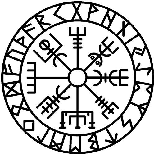 Samunshi® Aufkleber Vegvisir mit Runen C Vikings Wikinger für Auto Motorrad in 11 Größen und 25 Farben (15x15cm schwarz)