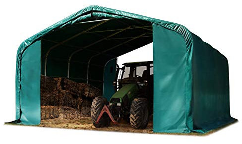 Abri Tunnel 6x6 m bâche en PVC 850 N abri résistant aux intempéries Tente de Stockage Vert ancrage pour Sol Dur