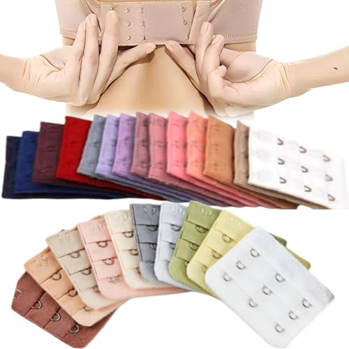 JIAMIAN 29 Pieces Multicolour Bra Extension Straps 3 Hook, Women's Bra Extenders Brassiere Extension Hooks, Soft Flexible and Comfortable, 29 Colors, 5.5 x 5 cm
