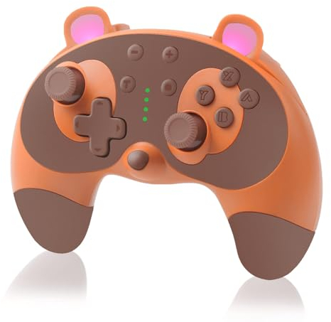 STOGA Manette Pro Switch Sans fil pour Nintendo, Contrôleur Gamecube Animal Raton Laveur Mignon Manettes pour Nintendo Switch OLED/Lite avec Wake-up/Turbo/Double moteurs/Fonction 6 axes