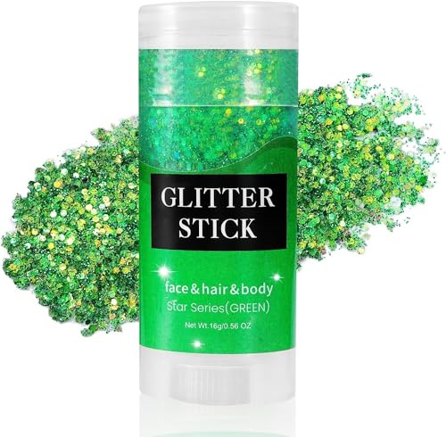 Go Ho Green Body Glitter Stick,Rotating Mermaid Face Glitter Stick,Holographic Glitters for Face/Body/Hair/Eye,Sparkling Festival Makeup for Women