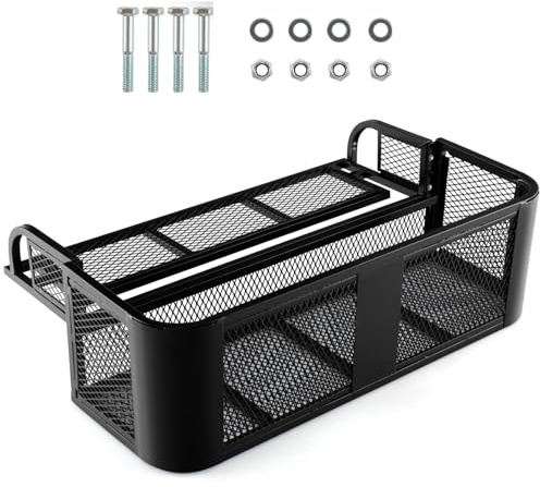 GiantexUK ATV Rear Drop/Front Cargo Basket, Heavy-Duty Metal Mesh Luggage Carrier Rack, Quad Universal Cargo Tray Box Storage Basket for Hunting Fishing (Rear Drop Basket, 104 x 67 x 32cm)