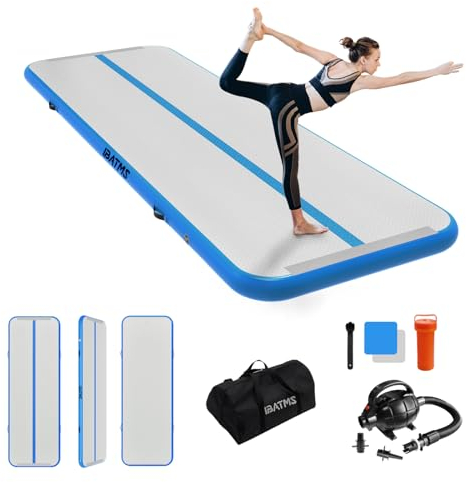 Aufblasbare Tumbling Matte,Air Matte Tumble Track Turnmatte Gymnastikmatte mit Luftpumpe für Zuhauseg/Taumel/Cheerleading/Wasser