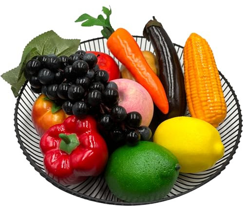 Wavefind Kunstgemüse aus Kunststoff, Obst, Kartoffeln, Tomaten, Trauben, Pfirsiche, Auberginen, Paprika, Karotten, Mais, Äpfel, Zitronen, Zuhause, Küche, Party, Dekoration, Weihnachten,