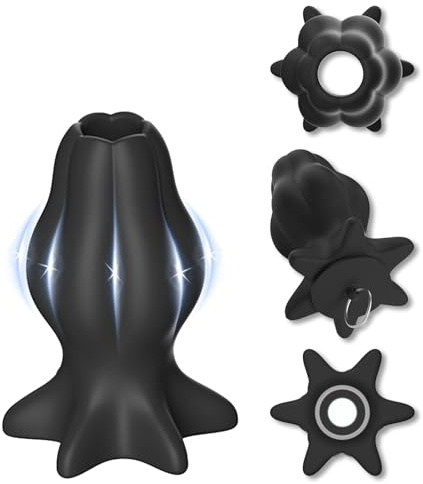 AMAZBEE Butt Plug cavo con tappo abbinato Dialatore anale in silicone nero per donne Speculum Plug tunnel dell'ano per Peeping anale SM Giocattoli del sesso per adulti (M)