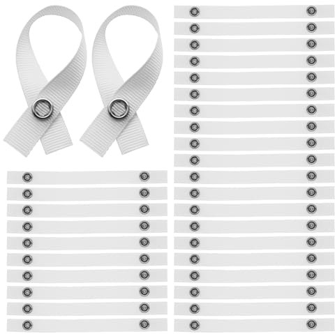 Piuluvor® 30 perchas sin costura para toallas, 150 × 12 mm, con cierre de botón a presión, colgador para toallas, color blanco