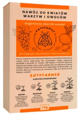 ENTOFAMILY Organischer Universaldünger 1kg - Dünger für Blumen, Gemüse, Obst, Balkon, Garten - Insektendünger mit Kalium - Natürlicher Pflanzendünger - Obstdünger - Blumendünger - Granulat
