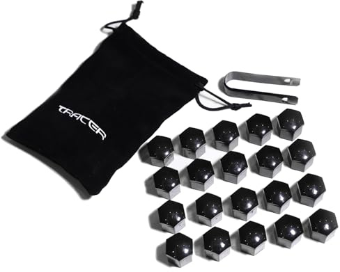 TRACER Tapas para tuercas de rueda - 20 tapas para tuercas de rueda de 17 mm negro - Tapas para tuercas de rueda - UNIVERSAL Tapas de plástico para cubiertas