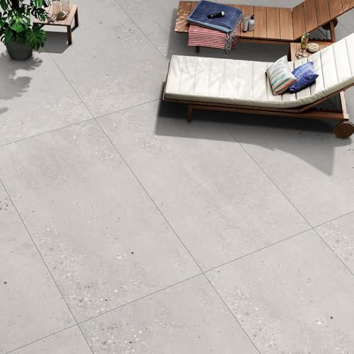 Go Bathrooms 1200 x 600 mm White Outdoor Garden Tile Stone Effect Wall Floor Tile Box of 1 Porcelain Matt Finish