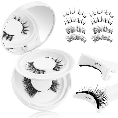 agnetic Eyelashes,2PCS White Reusable Magnetic Eyelashes,No Glue or Eyeliner Required, Natural Look 3D False Eyelashes Set with Applicator,Waterproof Easy to Wear and Remove