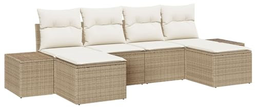 vidaXL Ensemble de canapé de Jardin 6 pc Beige polyrotin