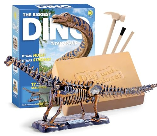 Eggbox Titanosaur Dinosaurier Knochen Ausgrabungsset fur Kinder, 19 teiliges Skelett zum Ausgraben, Bauen & Ausstellen, STEM Spielzeug Prähistorisches Abenteuer Geschenk für Jungen und Mädchen