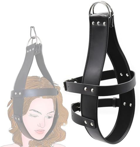 Sex Suspension Headgear Head Harness Hood Belt Swing Face Mask | Sex Leather Suspension Swing Headgear Head Harness Hood Belt Bondage Face Mask Adjustable Head Hanging Swing Adult Toy